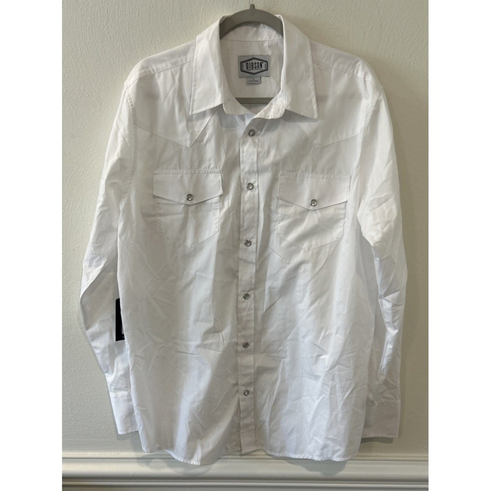 Gibson Trading Co White Pearl‎ Snap Long Sleeve Shirt Mens Size Large NWT New
